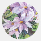 Waterverf clematis ROUND STICKER (Voorkant)