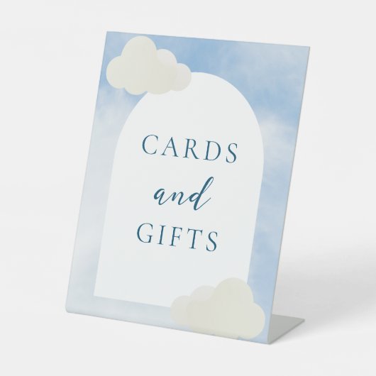 Waterverf Cloud 9 Baby shower Kaarten & Cadeaus Reclamebord Met Voetstuk (Voorkant)