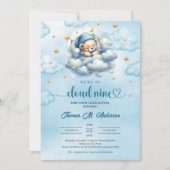 Waterverf Cloud 9 teddybeer Boy Baby shower Kaart (Voorkant)