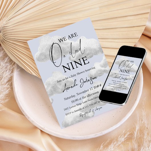 Waterverf Cloud Nine Blue Sky Boy Baby shower Kaart