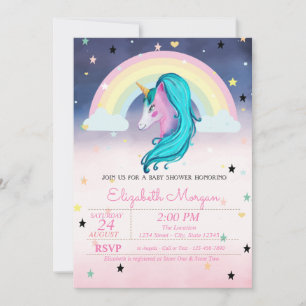 Waterverf Cloud Rainbow Stars Ombre Baby shower Kaart