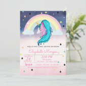 Waterverf Cloud Rainbow Stars Ombre Baby shower Kaart (Staand voorkant)