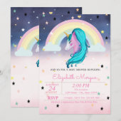 Waterverf Cloud Rainbow Stars Ombre Baby shower Kaart (Voorkant / Achterkant)