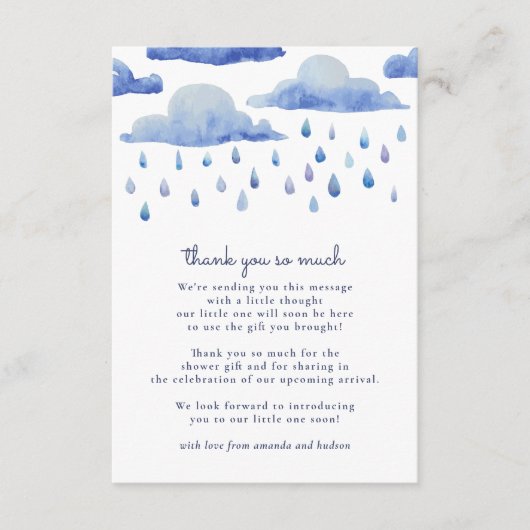Waterverf Clouds Baby shower Hartelijk dank Bedankkaart (Voorkant)