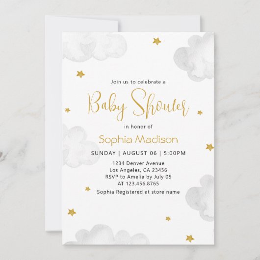 Waterverf Clouds Baby shower Kaart (Voorkant)