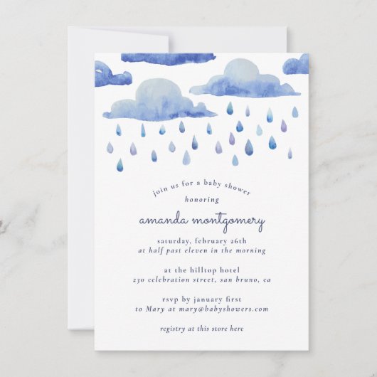 Waterverf Clouds Baby shower Kaart (Voorkant)
