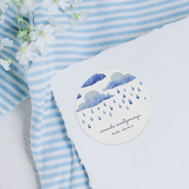 Waterverf Clouds Baby shower Ronde Sticker