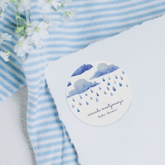 Waterverf Clouds Baby shower Ronde Sticker