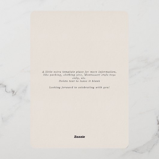 Waterverf Clouds Cream Neutraal Baby shower Gold Folie Uitnodiging (Achterkant)