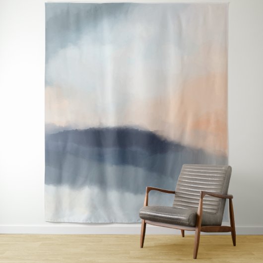 Waterverf Clouds Misty Mountain Landscape Wandkleed (In situ)