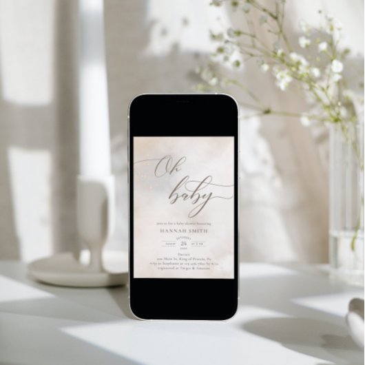 Waterverf Clouds Oh Baby shower Kaart