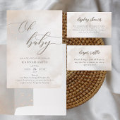 Waterverf Clouds Oh Baby shower Kaart