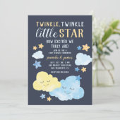 Waterverf Clouds Twinkle Little Star Baby shower Kaart (Staand voorkant)