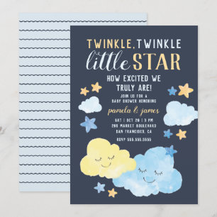 Waterverf Clouds Twinkle Little Star Baby shower Kaart