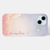 Waterverf Cloudscape Roze lucht met naam Case-Mate iPhone Case (Achterkant (horizontaal))