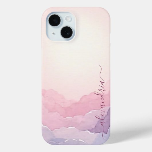 Waterverf Cloudscape Roze lucht met naam Case-Mate iPhone Case (Achterkant)
