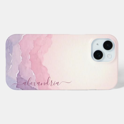 Waterverf Cloudscape Roze lucht met naam Case-Mate iPhone Case (Achterkant (horizontaal))