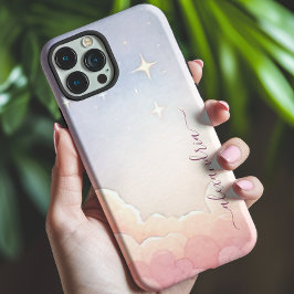 Waterverf Cloudscape Roze lucht met naam iPhone 15 Case