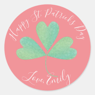 Waterverf Clover St. Patricks Day Treat Pink Ronde Sticker