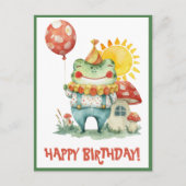 Waterverf Clown Frog Whimsical Happy Birthday Briefkaart (Voorkant)
