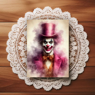 Waterverf Clown Staart in je Ziel Briefkaart