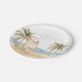 Waterverf Coastal Surf Baby shower Papieren Bordje (Gekanteld)