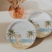 Waterverf Coastal Surf Baby shower Papieren Bordje
