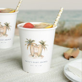 Waterverf Coastal Surfer Theme Baby shower Papieren Bekers