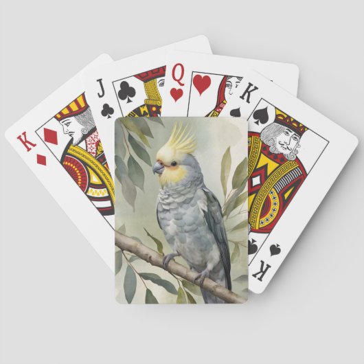 Waterverf Cockatiel Eucalyptus Tree Pokerkaarten (Achterkant)