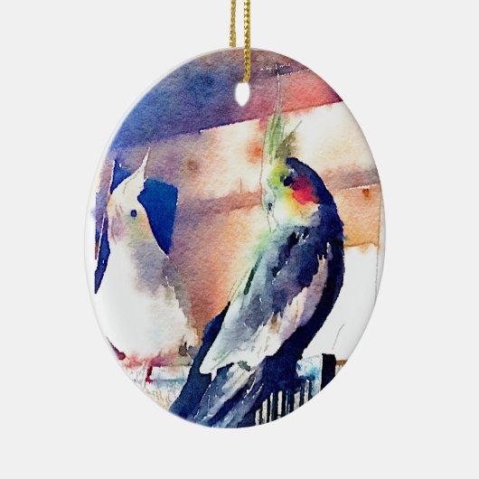 Waterverf Cockatiel Keramisch Ornament (Rechts)