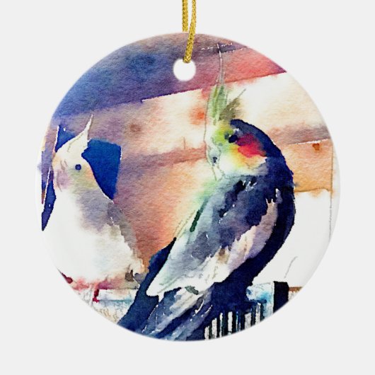 Waterverf Cockatiel Keramisch Ornament (Voorkant)