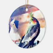 Waterverf Cockatiel Keramisch Ornament (Links)