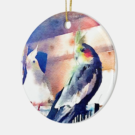 Waterverf Cockatiel Keramisch Ornament (Links)
