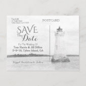 Waterverf Cockspur Lighthouse sparen de datum Aankondigingskaart (Achterkant)