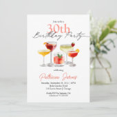 Waterverf Cocktail 30ste verjaardagsfeestje Kaart (Staand voorkant)