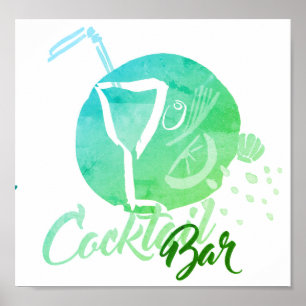 Waterverf Cocktail Bar Poster