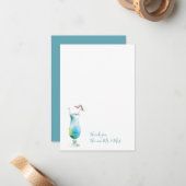 Waterverf Cocktail Bedankt Stationery Kaarten Notitiekaartje (Voorkant / Achterkant in situ)