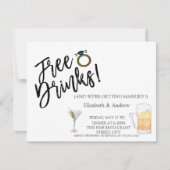 Waterverf Cocktail,Bier,Gratis Dranken Bruiloft Kaart (Voorkant)