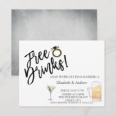 Waterverf Cocktail, Bier, Gratis drankjes bruiloft Kaart (Voorkant / Achterkant)