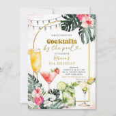 Waterverf Cocktail bij het zwembad Volwassen Verja Kaart (Voorkant)
