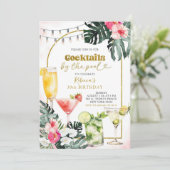 Waterverf Cocktail bij het zwembad Volwassen Verja Kaart (Staand voorkant)