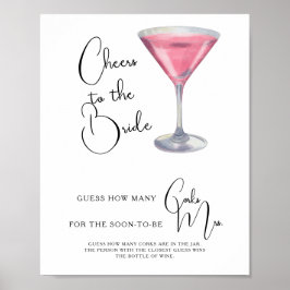Waterverf Cocktail Bruiloftsborrel Hoeveel Kurken  Poster