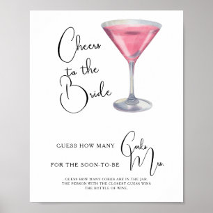 Waterverf Cocktail Bruiloftsborrel Hoeveel Kurken  Poster