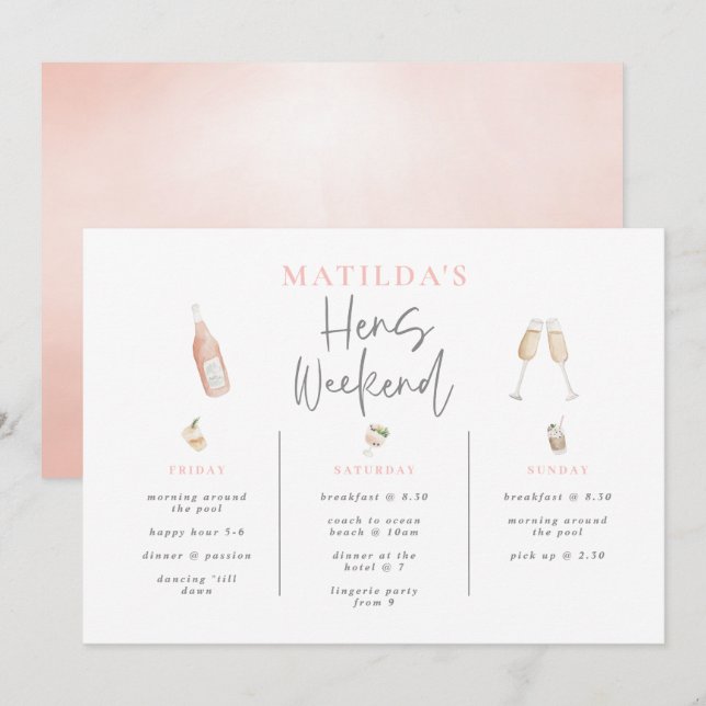 Waterverf cocktail champagne 3 dagen (Voorkant / Achterkant)