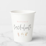 Waterverf cocktail champagne bachelorette p papieren bekers<br><div class="desc">het leuke ontwerp van de waterverf om een bachelorette,  kleurrijke afbeeldingen van de drink met moderne manuscriptdoopvont te vieren,  kan de naam worden uitgegeven</div>