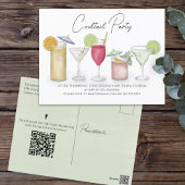 Waterverf Cocktail Drink QR Code Sociale Media Briefkaart