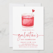 Waterverf Cocktail Galentine's Day Party Kaart (Voorkant)