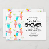 Waterverf Cocktail-gekleurde paren Shower Event Kaart (Voorkant / Achterkant)