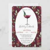 Waterverf Cocktail Holly Berry kerst Kaart (Voorkant)