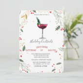 Waterverf Cocktail Holly Company kerst Kaart (Staand voorkant)